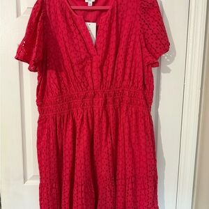 Vibrant Red Eyelet Dress